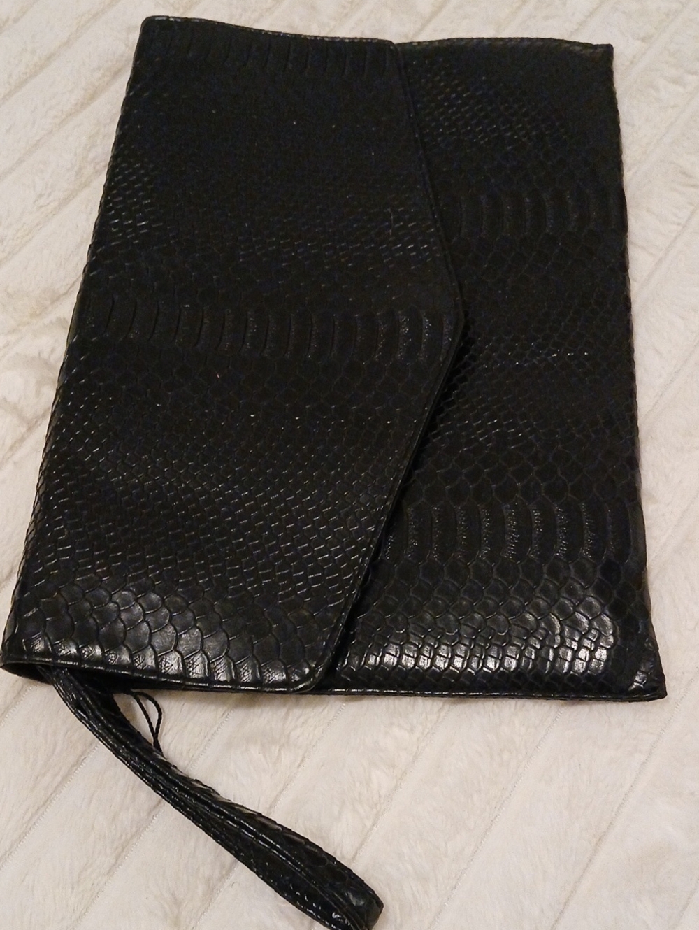Atmosphere Black Faux Snake Leather Wristlet Clutch